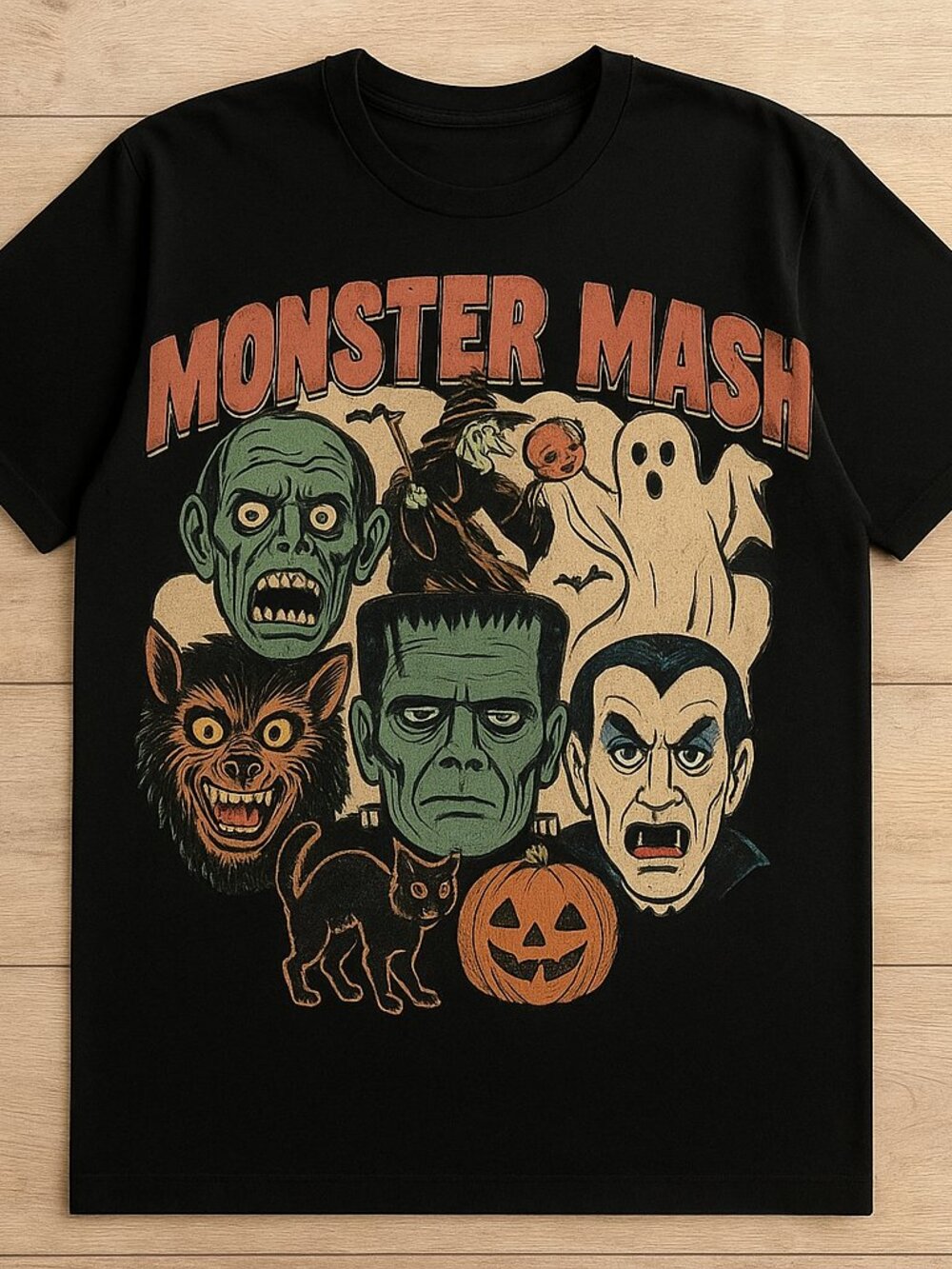 Monster Mash Halloween T-Shirt, Vintage Horror Graphic Tee, Retro Halloween